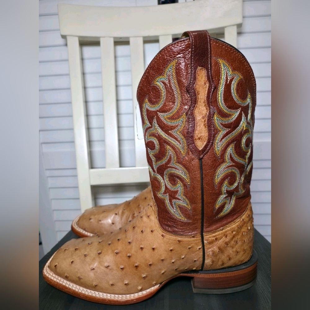 Justin Boots Truman 11" Full Quill Ostrich Western Boots 8516 Men's Size 10 D